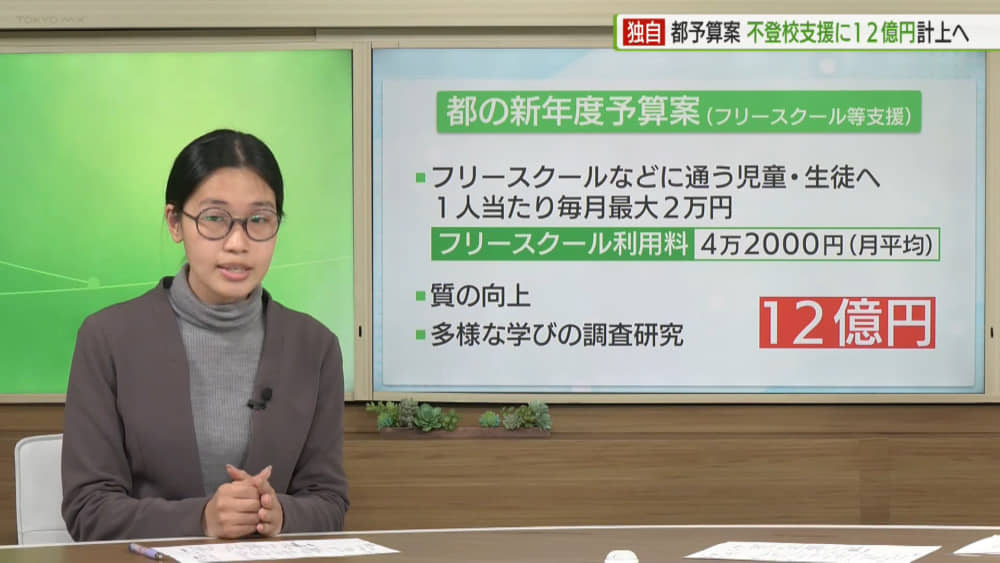 【独自】都　不登校児童生徒に毎月最大2万円支給　フリースクール負担軽減へ（TOKYO MX） - Yahoo!ニュース