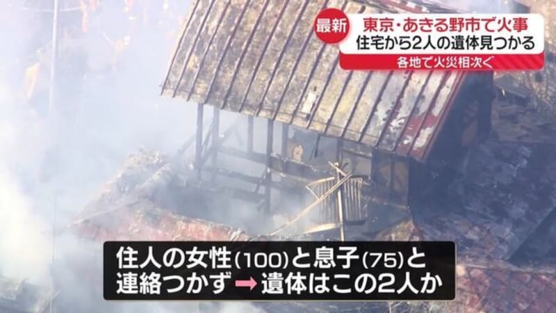 住宅で火事 2人の遺体見つかる