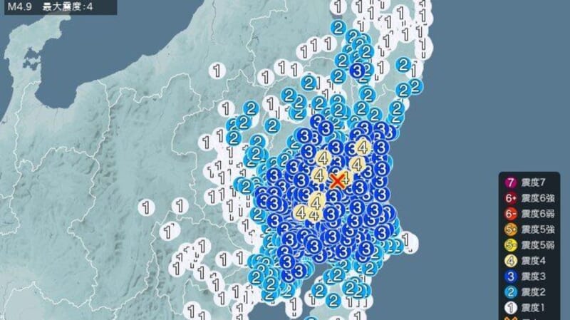 茨城などで震度4 津波の心配なし