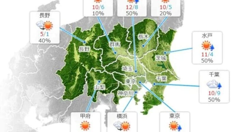 22日以降 この時期らしい寒さ戻る