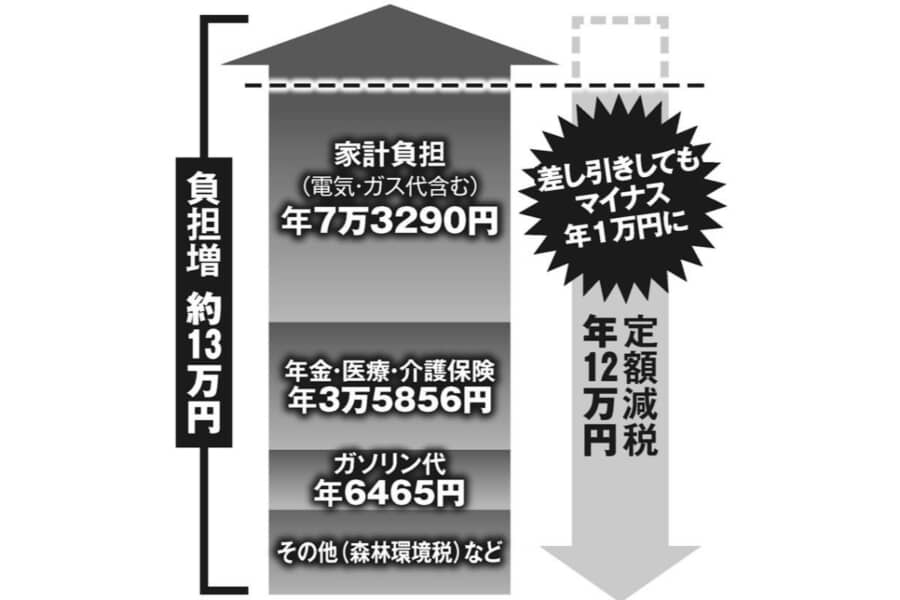 【定額減税のまやかし】年収500万円3人世帯で試算　物価高騰・増税・社会保険料ア